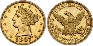 5 Dólar Estados Unidos de América (1776 - ) Oro 
