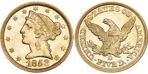 5 Dólar Estados Unidos de América (1776 - ) Oro 