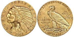 5 Dólar Estados Unidos de América (1776 - ) Oro 