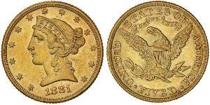 5 Dólar Estados Unidos de América (1776 - ) Oro 