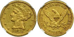 5 Dólar Estados Unidos de América (1776 - ) Oro 