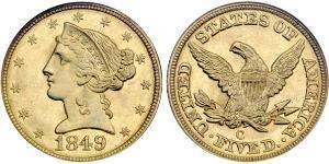 5 Dólar Estados Unidos de América (1776 - ) Oro 