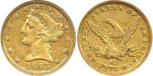 5 Dólar Estados Unidos de América (1776 - ) Oro 