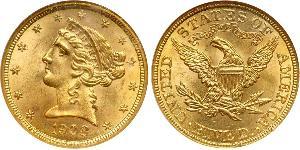 5 Dólar Estados Unidos de América (1776 - ) Oro 