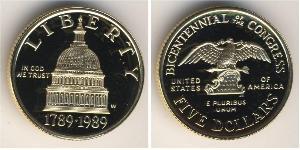 5 Dólar Estados Unidos de América (1776 - ) Oro 