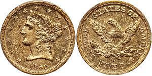 5 Dólar Estados Unidos de América (1776 - ) Oro 
