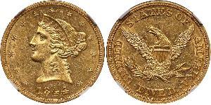 5 Dólar Estados Unidos de América (1776 - ) Oro 