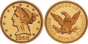 5 Dólar Estados Unidos de América (1776 - ) Oro 