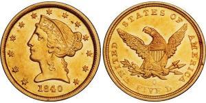 5 Dólar Estados Unidos de América (1776 - ) Oro 