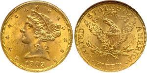 5 Dólar Estados Unidos de América (1776 - ) Oro 