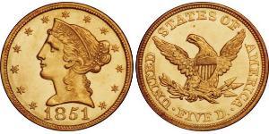 5 Dólar Estados Unidos de América (1776 - ) Oro 