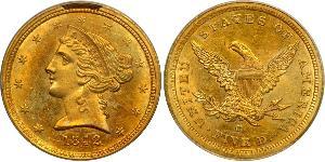 5 Dólar Estados Unidos de América (1776 - ) Oro 