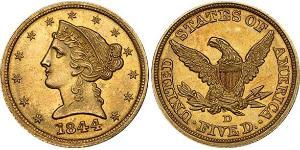 5 Dólar Estados Unidos de América (1776 - ) Oro 