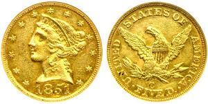 5 Dólar Estados Unidos de América (1776 - ) Oro 