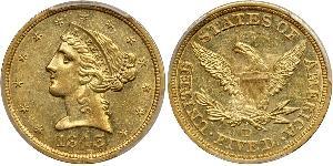 5 Dólar Estados Unidos de América (1776 - ) Oro 