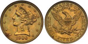 5 Dólar Estados Unidos de América (1776 - ) Oro 