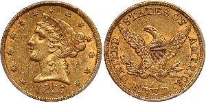 5 Dólar Estados Unidos de América (1776 - ) Oro 