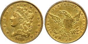 5 Dólar Estados Unidos de América (1776 - ) Oro 