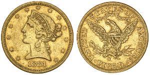 5 Dólar Estados Unidos de América (1776 - ) Oro 