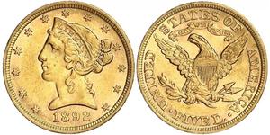 5 Dólar Estados Unidos de América (1776 - ) Oro 