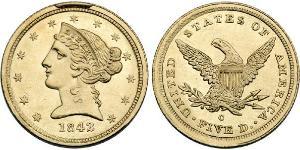 5 Dólar Estados Unidos de América (1776 - ) Oro 