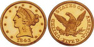5 Dólar Estados Unidos de América (1776 - ) Oro 