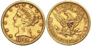 5 Dólar Estados Unidos de América (1776 - ) Oro 