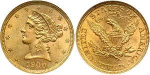 5 Dólar Estados Unidos de América (1776 - ) Oro 
