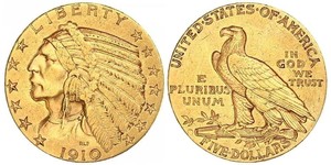 5 Dólar Estados Unidos de América (1776 - ) Oro 