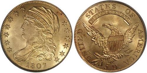 5 Dólar Estados Unidos de América (1776 - ) Oro 