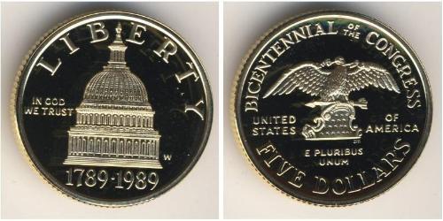 5 Dólar Estados Unidos de América (1776 - ) Oro 
