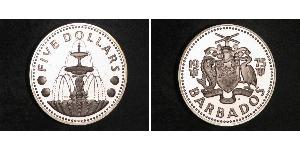 5 Dólar Barbados Plata 