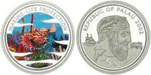 5 Dólar Palaos Plata 