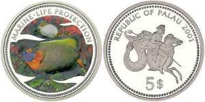 5 Dólar Palaos Plata 