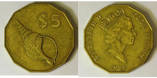 5 Dólar Cook Islands (1965 - )  Isabel II (1926-2022)
