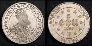 5 Ecu Bélgica Plata 