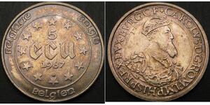 5 Ecu Belgien Silber 