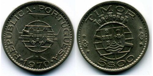 5 Escudo Portugal / Timor oriental (1702 - 1975) Cuivre/Nickel 