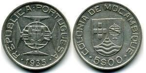5 Escudo Mozambique (1975 - ) Silver 