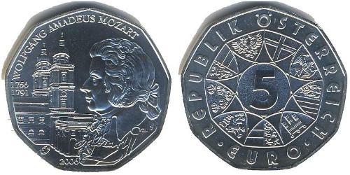 5 Euro Republic of Austria (1955 - ) Plata 