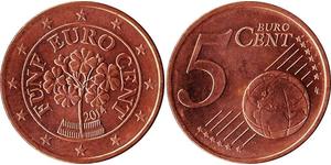 5 Eurocent Republic of Austria (1955 - ) Cobre 