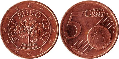 5 Eurocent Republic of Austria (1955 - ) Cobre 