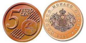 5 Eurocent Mónaco (1297 - ) Cobre/Acero 