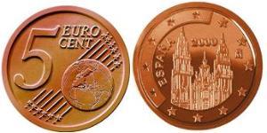 5 Eurocent Regno di Spagna (1976 - ) Rame/Acciaio 