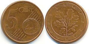 5 Eurocent 德国 Steel/銅 