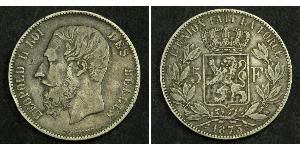 5 Franc Belgique Argent Leopold II (1835 - 1909)