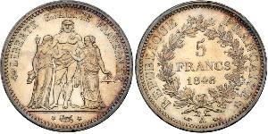 5 Franc Deuxième République (France) (1848-1852) Argent 