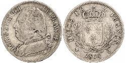 5 Franc Kingdom of France (1815-1830) Argent Louis XVIII de France  (1755-1824)