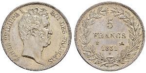 5 Franc Monarchie de Juillet (1830-1848) Argent Louis-Philippe I (1773 -1850)