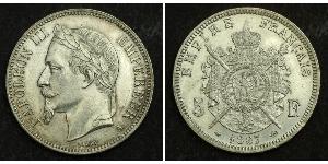5 Franc Second Empire (1852-1870) Argent Napoleon III (1808-1873)